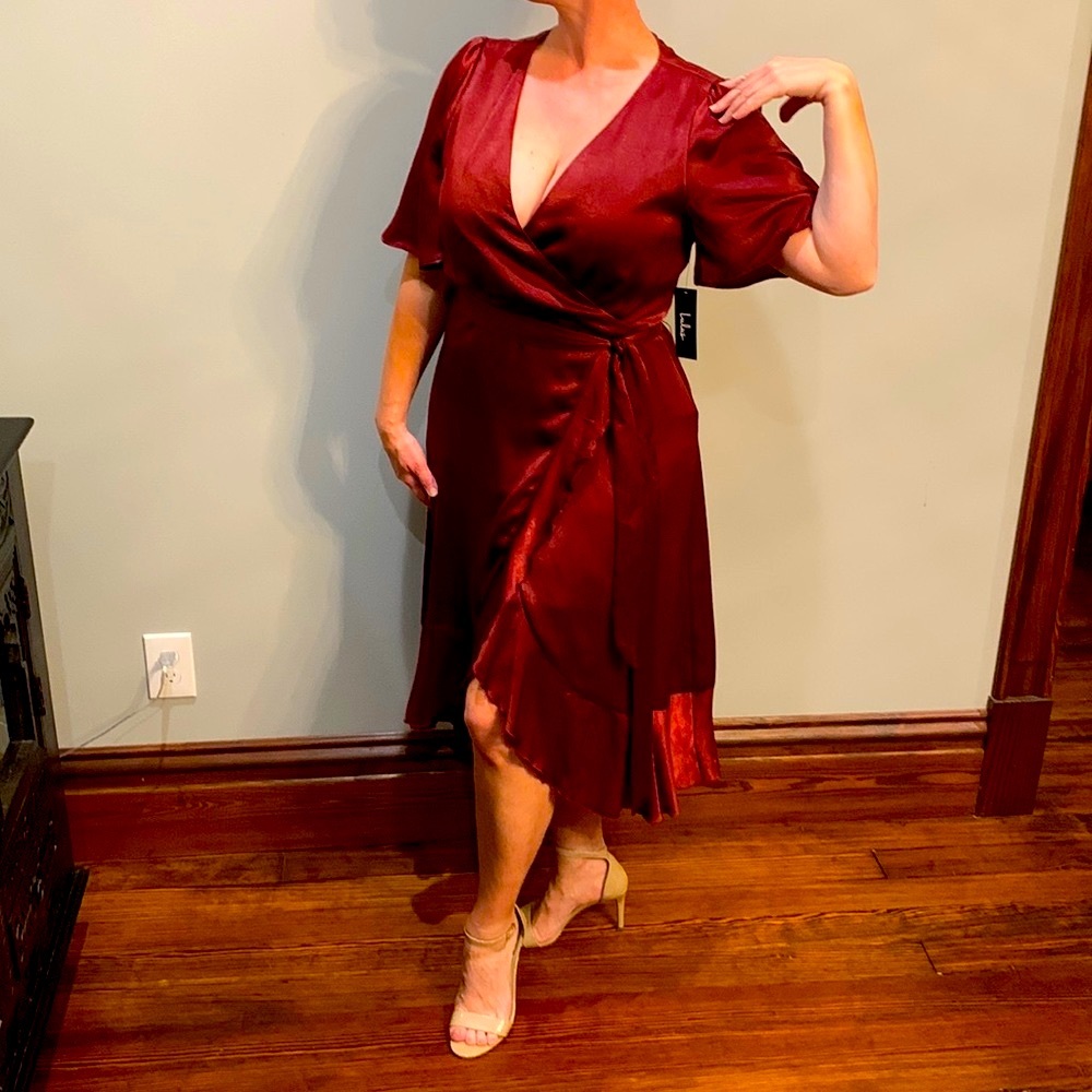 Classic, satin, wrap dress!